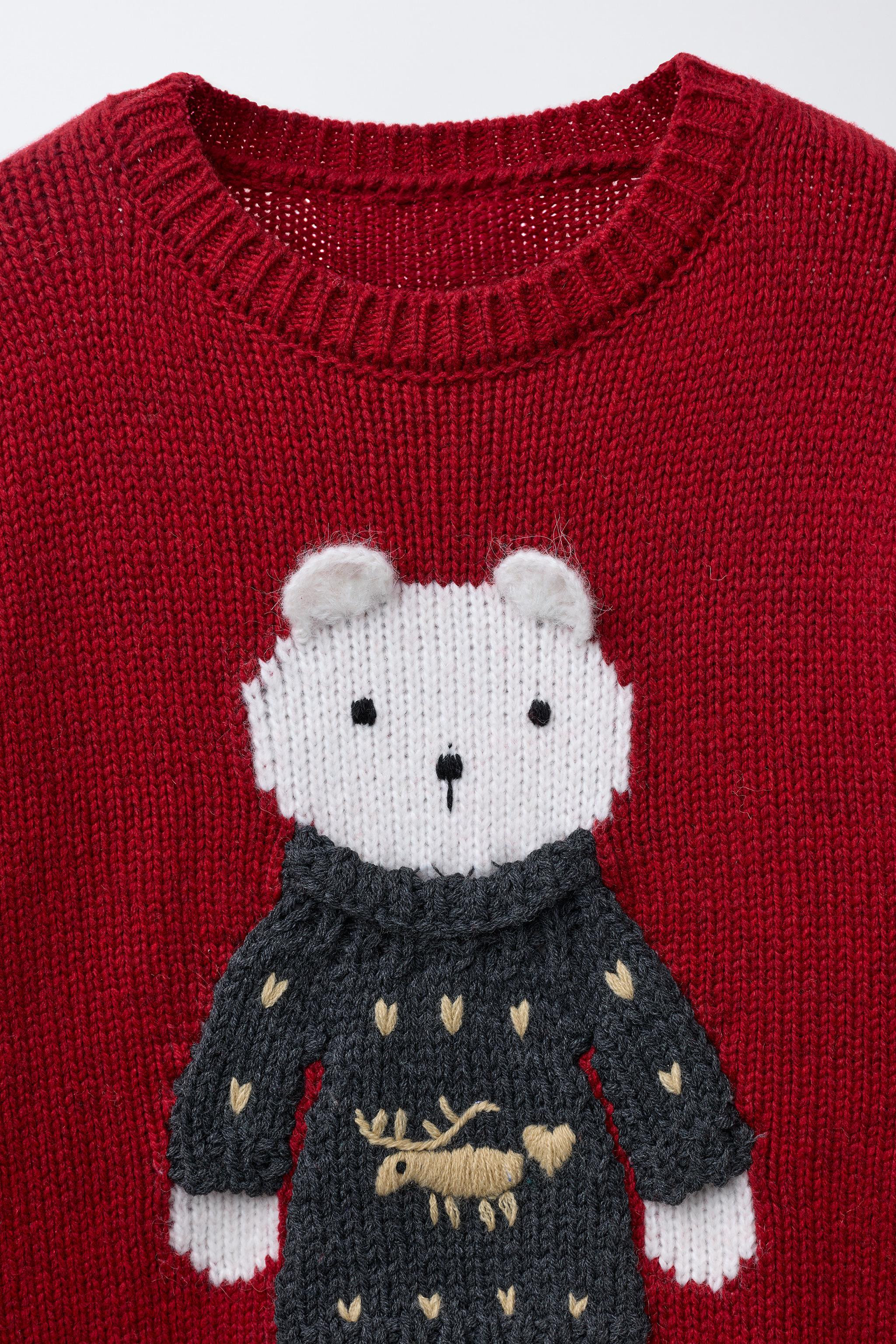 AGES 7-12 / WOOL BLEND KNIT SWEATER WITH EMBROIDERED BEAR | Zara US