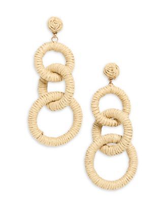 Kamalei Raffia Wrapped Linked Circle Statement Earrings in 14K Gold Plated | Bloomingdale's (US)