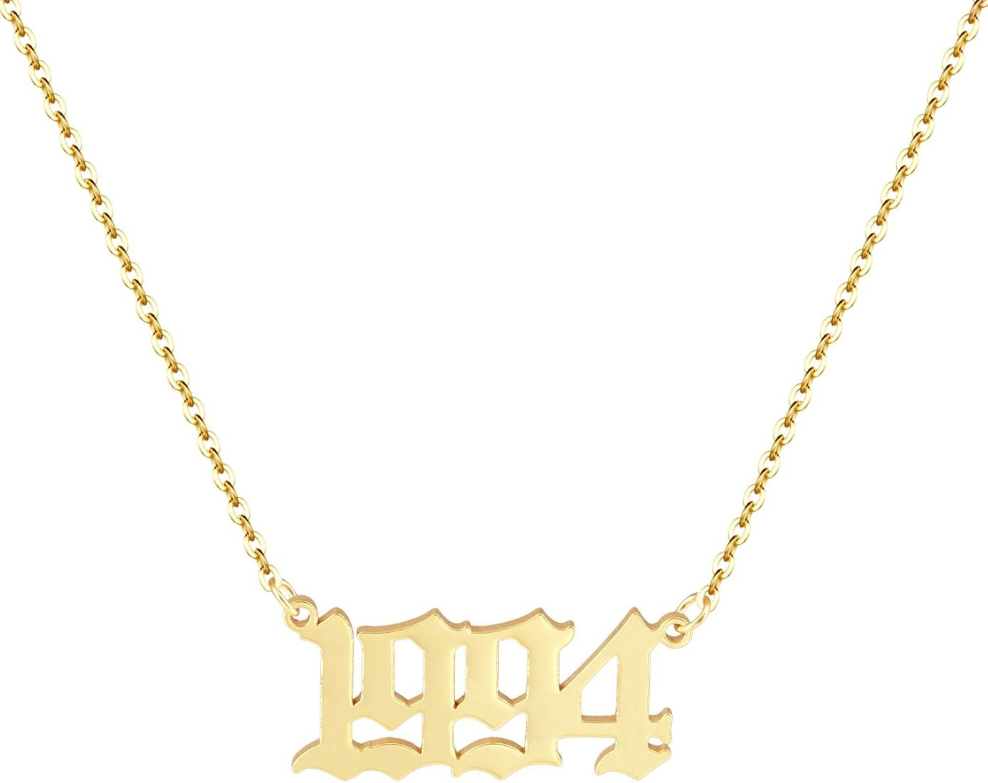 Aimber Birth Year Necklace 18K Gold Plated Birth Year Number Pendant Necklace Stainless Steel Bir... | Amazon (US)
