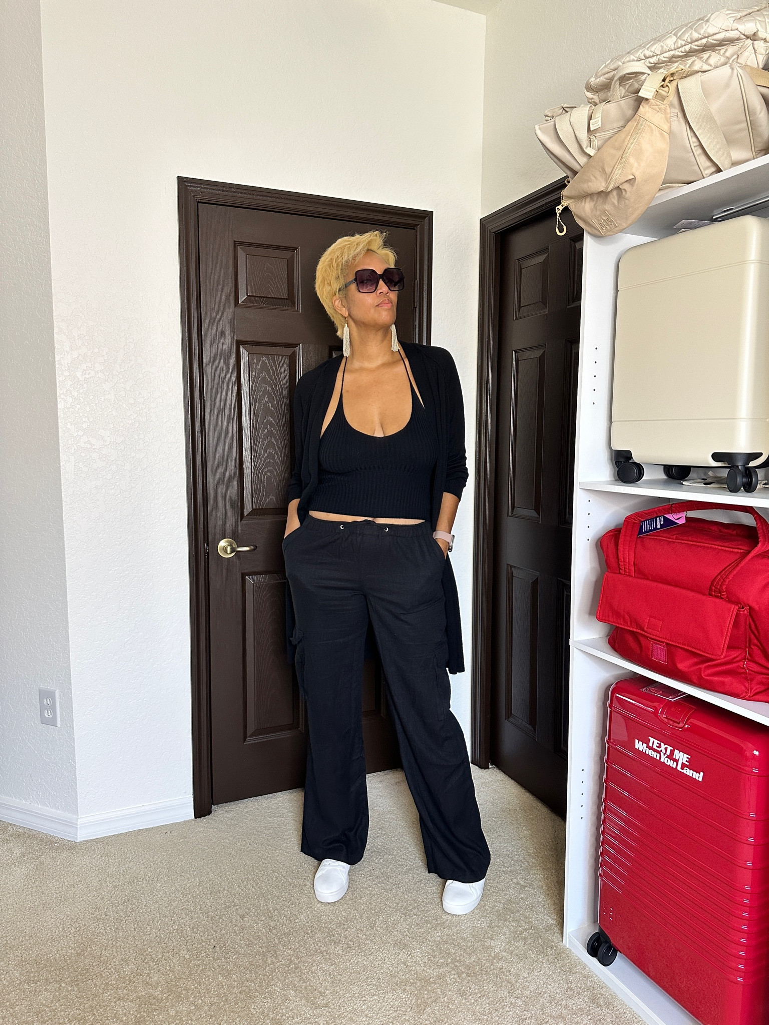 Comfy and chic—my go-to airport outfit for smooth travel days! ✈️ I’m all about effortless style, so I paired these Target pants with a SHEIN top and my trusty Dr. Scholl’s sneakers for a look that’s equal parts stylish and comfy. And you know I’m rolling through with my travel essentials: my Beis Weekender, Calpak carry-on, and Vera Bradley duffel for maximum organization and style. 🖤

Shop my entire travel look and luggage must-haves on the LTK app! Tap my bio, download, and search for Pinktravelista. #TravelInStyle #AirportOutfit #LTKTravel #LTKStyle #ComfyTravel
#TravelEssentials #ChicTravel #BeisTravel #Calpak #VeraBradley #EffortlessStyle #LTKFinds

#LTKItBag #LTKStyleTip #LTKTravel