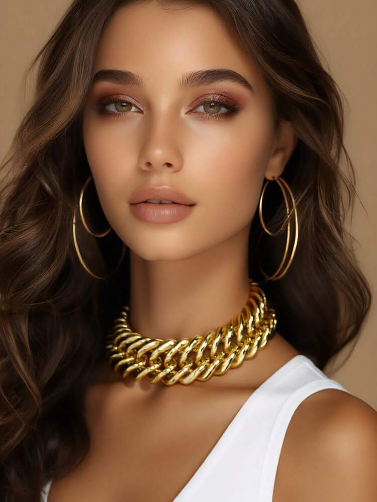 CCB 30mm Miami Chain 18k Plated Jewelry Necklaces Spring Clasps Chunky Cuban Link Chains Rapper Chain Cuban Necklace Gift | SHEIN