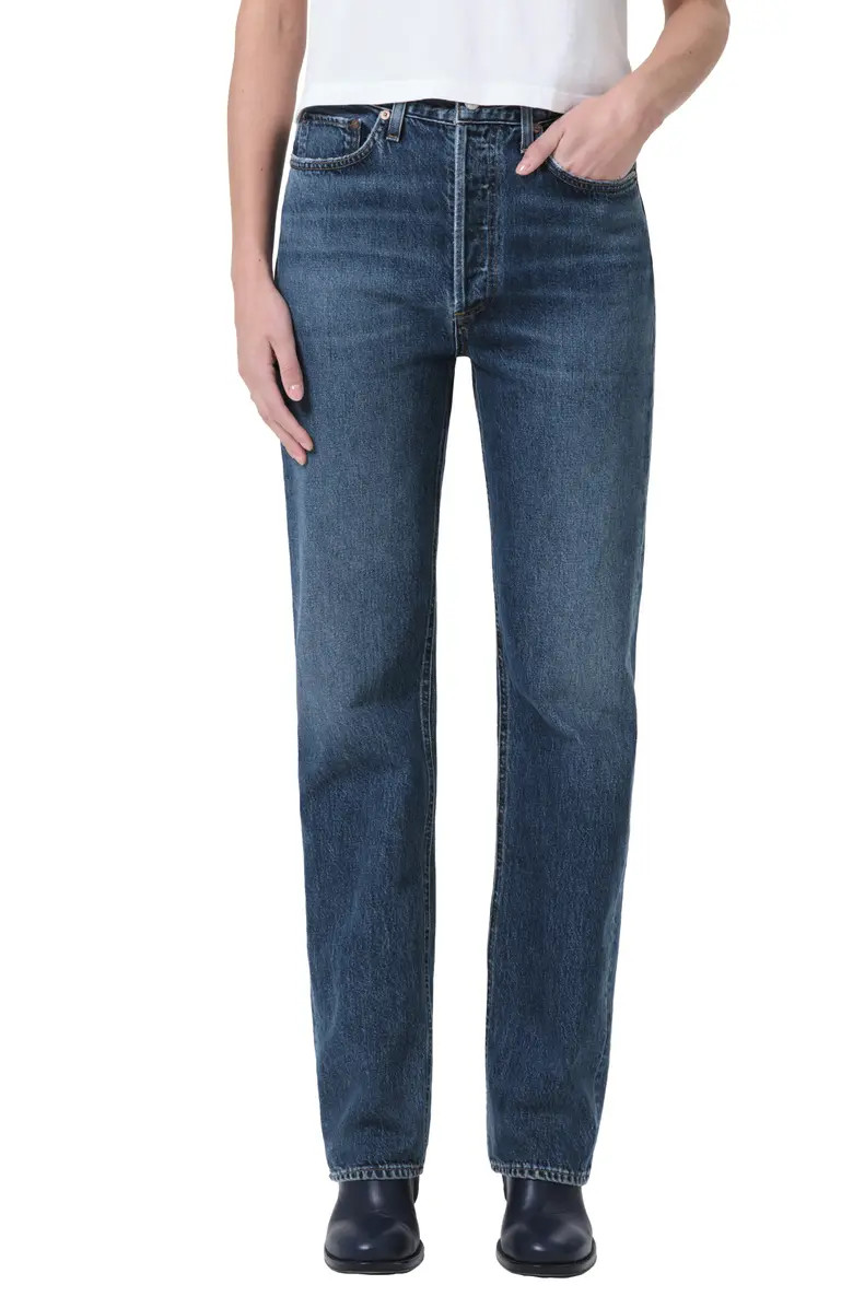 '90s Pinch Waist High Waist Straight Leg Jeans | Nordstrom