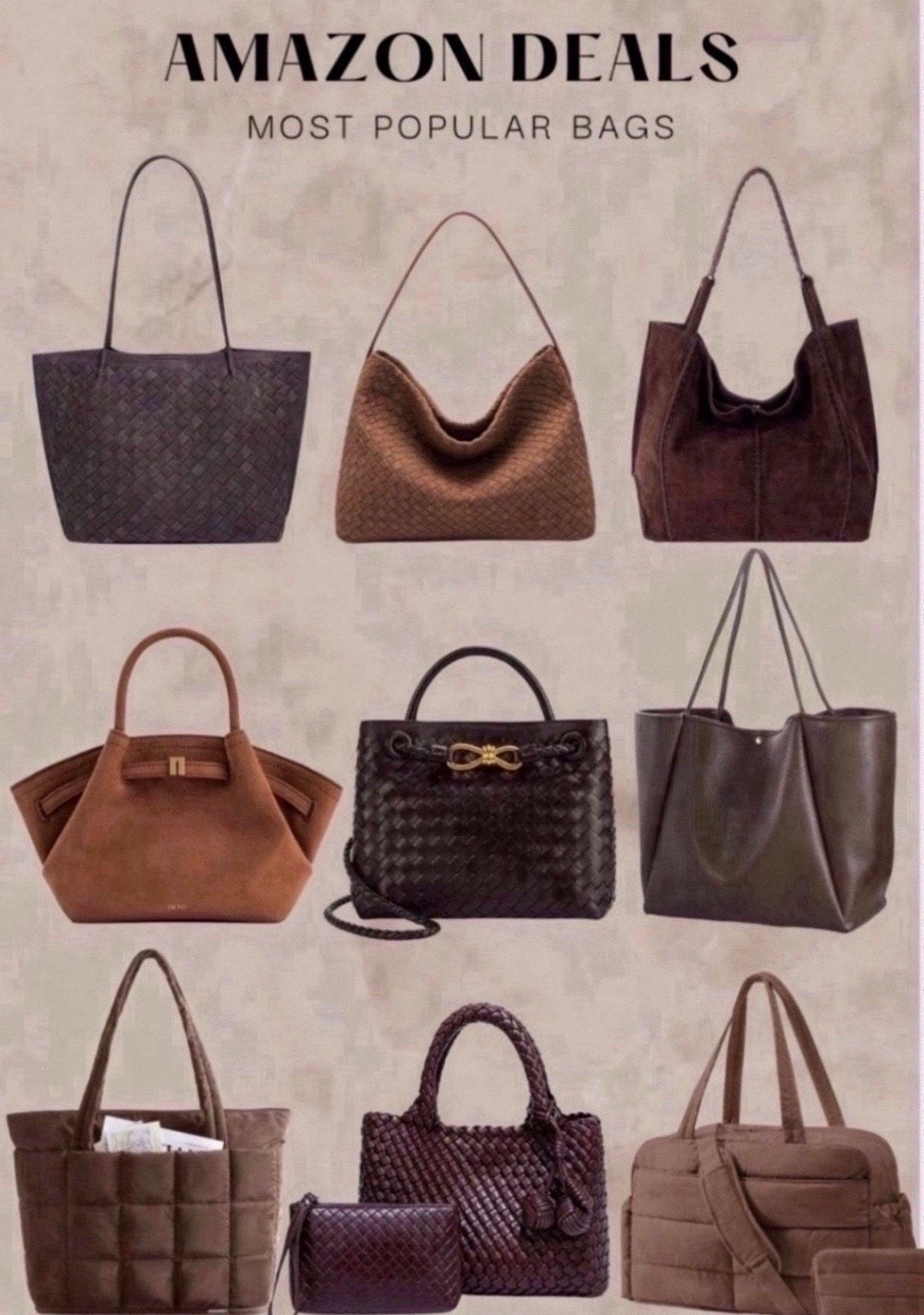 bestselling handbags 
tote bag 
brown aesthetic 






#amazonfashion #winterfashion #travelbag #workbag
