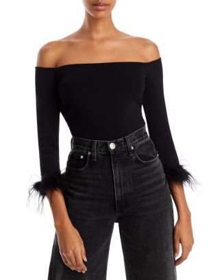 Lucy Paris Joyce Off-the-Shoulder Feather Cuff Top Back to Results -  Women - Bloomingdale's | Bloomingdale's (US)