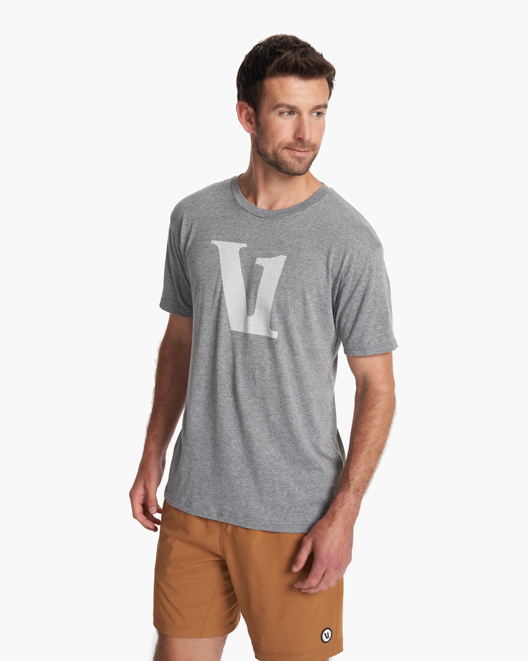 V1 Logo Tee | Premium Heather/White Graphic Tee | Vuori | Vuori Clothing (US & Canada)