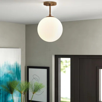 Eveleth 1 - Light 10" Simple Globe Semi Flush Mount Wrought Studio™ | Wayfair North America