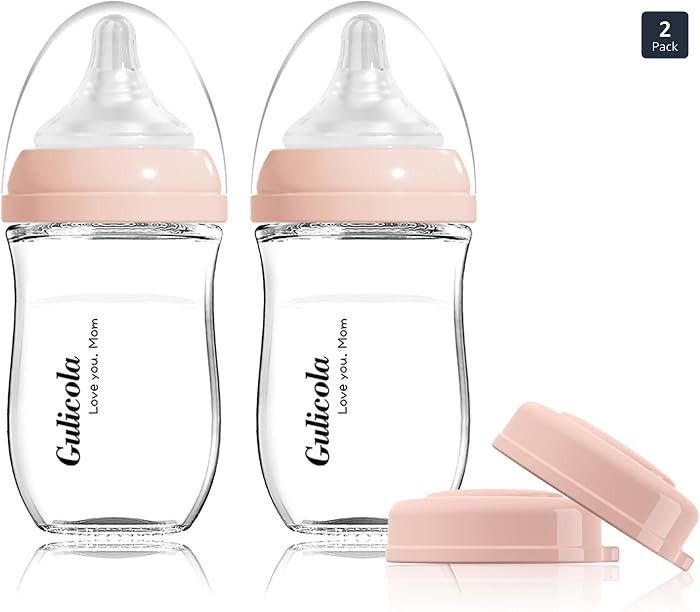 Gulicola Natural Glass Baby Bottle for Breastfeeding Babies, Newborn Anti-Colic Bottle Set with S... | Amazon (US)