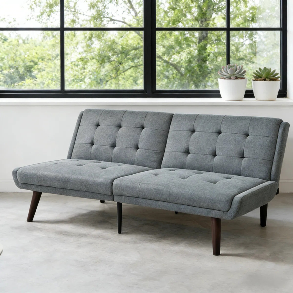 63" Brown Convertible Futon Sofa Bed - Modern Loveseat Sleeper Couch With 5-position Adjustable B... | Wayfair North America