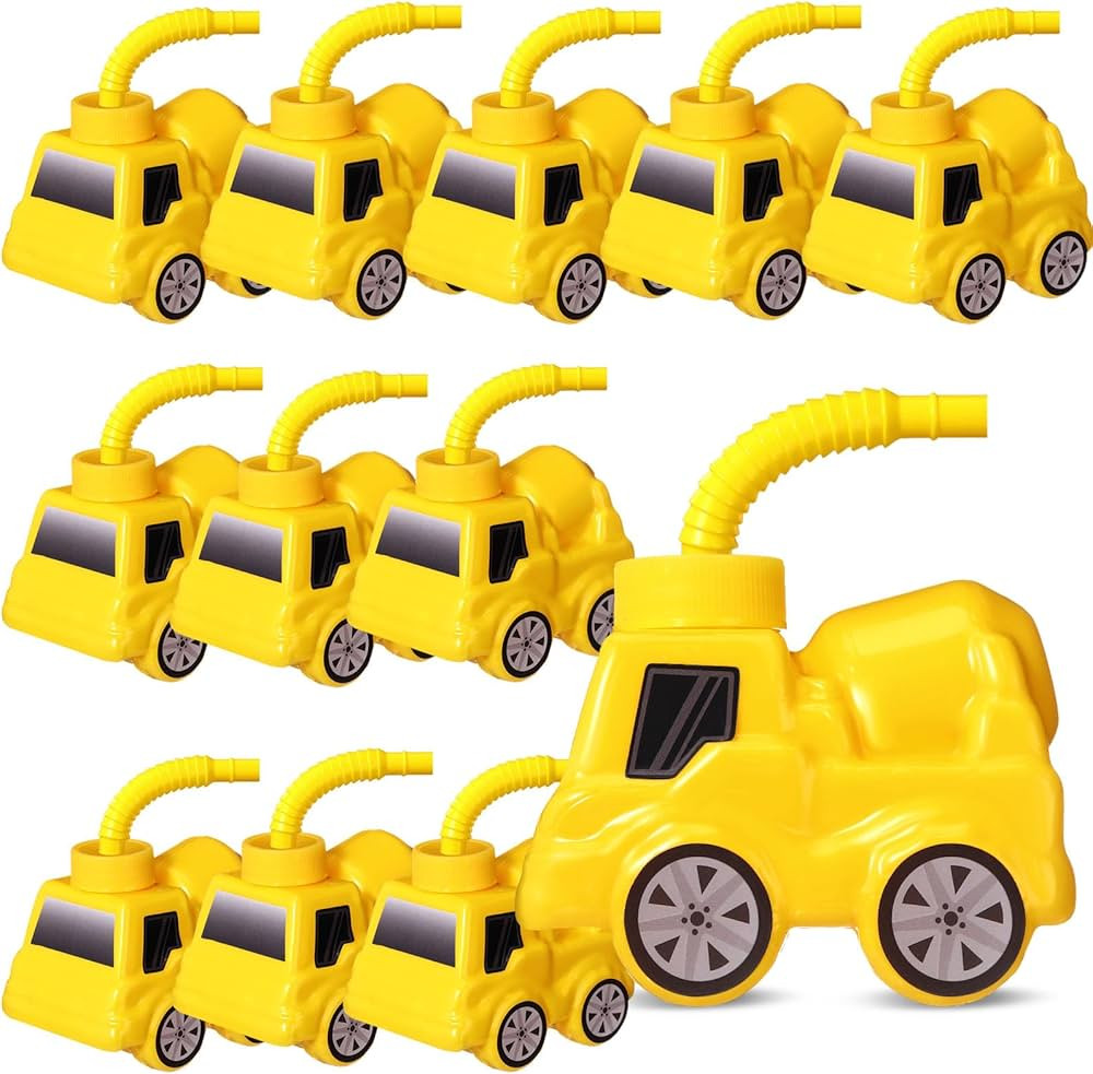 Tanlade Construction Party Favor Gift Supplies Cement Mixer Truck Cups with Straws and Lids Plast... | Amazon (US)