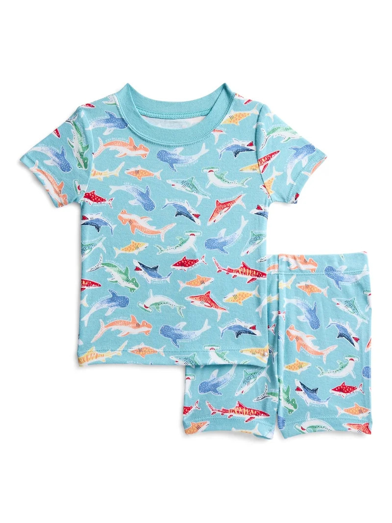 Wonder Nation Toddler Boys Short Sleeve Tee and Shorts Cotton Pajama Set, 2-Piece, Sizes 12M-5T | Walmart (US)