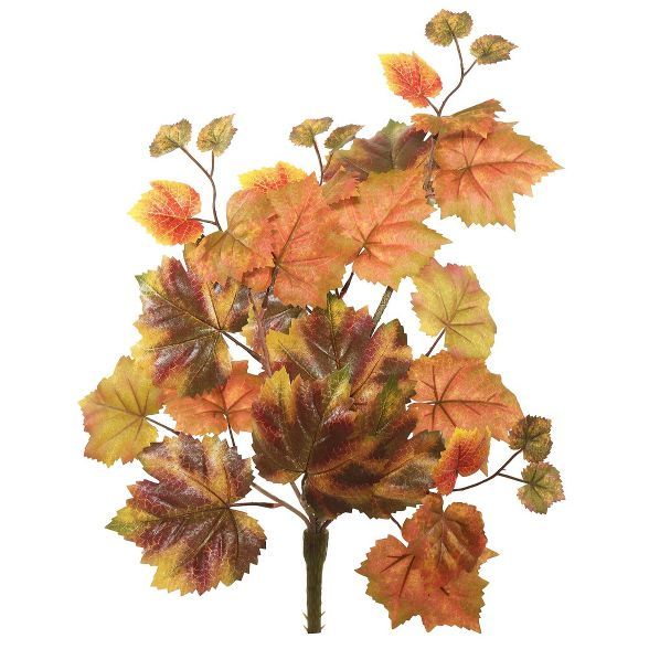 Artificial Autumn Grape Leaf Hangin Bush (20") Red/Brown - Vickerman | Target