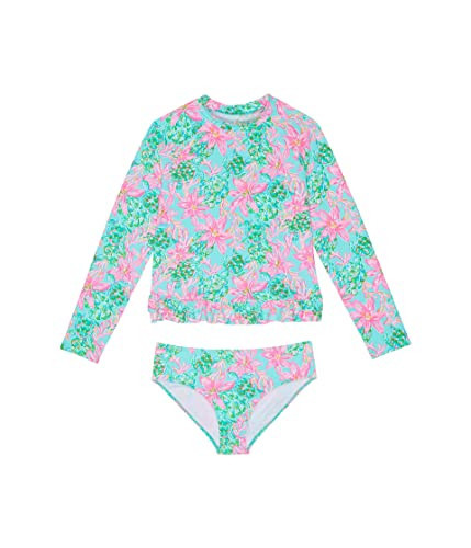 Lilly Pulitzer Girl's Ansley Rashguard Set UPF (Toddler/Little Kids/Big Kids) Surf Blue 14 Big Kid | Amazon (US)