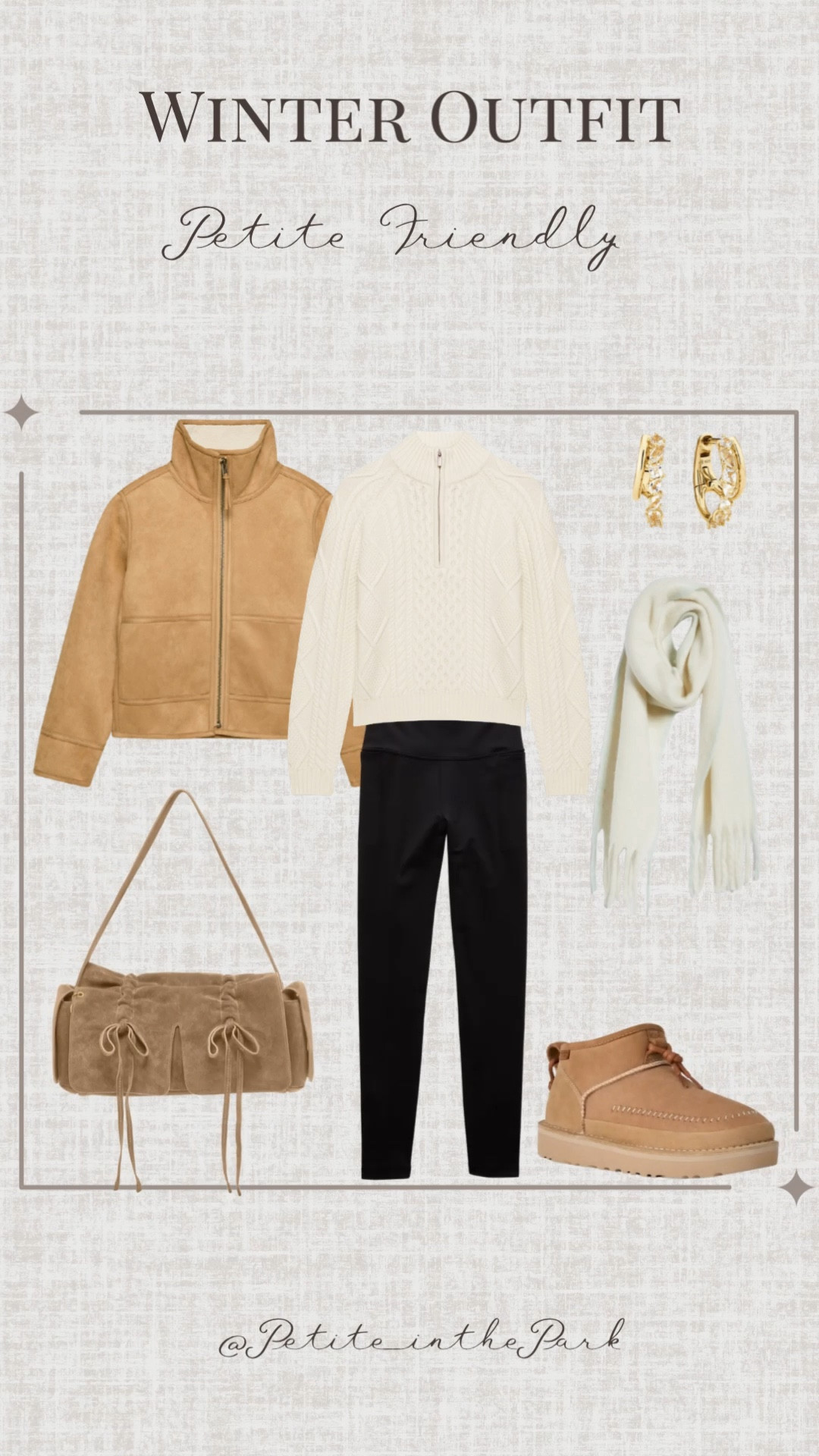 Winter petite outfit  

Winter outfit, winter trends, casual winter outfit, petite winter outfit, winter fashion, winter style, petite style, petite winter style, casual petite outfit, minimal outfit, minimal winter outfit, Sherpa coat, tan coat, petite coat, white sweater,  sweater, high waisted leggings , petite leggings , boots, tan boots, suede boots, Ugg boots, shoulder bag, suede bag, tan bag, tan purse, scarf, gold earrings, gold hoop earrings, gold necklace, minimal jewelry  #casualoutfit #petiteoutifts #winteroutfits #winteroutfits2025 #wintertrends

#LTKSaleAlert #LTKPetite #LTKSeasonal