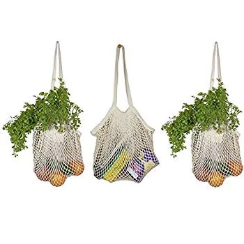 Organic Cotton Mesh Tote Bags – Reusable String Bags for Grocery, Fruit Tote - Mesh Net Bag with Han | Walmart (US)