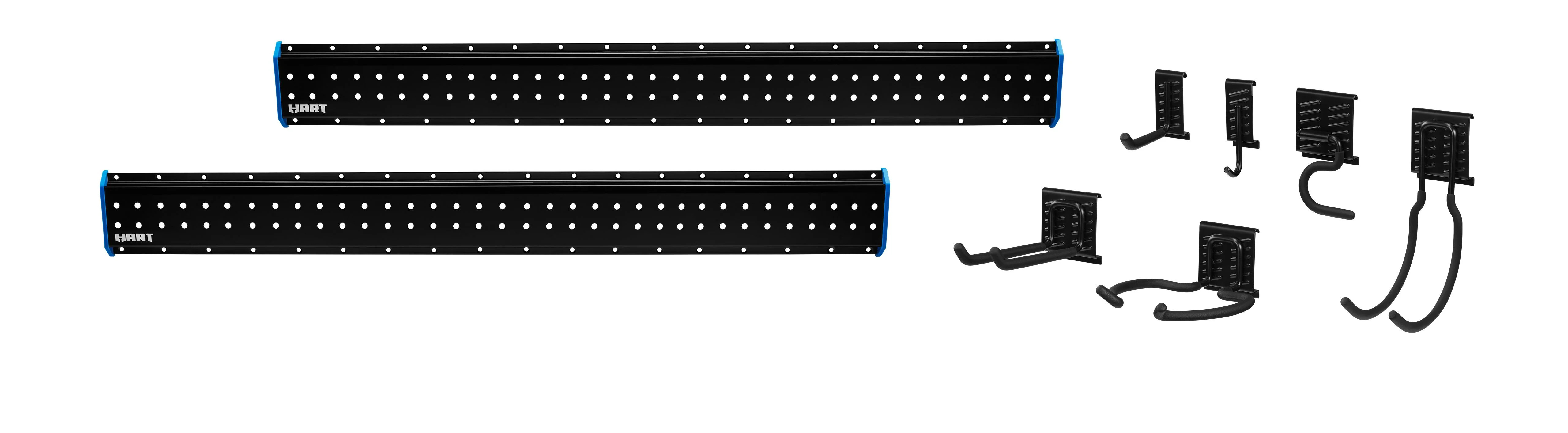 HART 12-Piece Garage Storage Rail Starter Kit, Compatible with HART Storage and Standard Peg Hook... | Walmart (US)