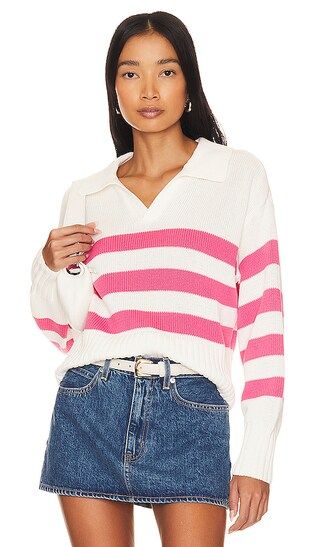 Arlo Polo Sweater in Flamingo & White Stripe | Revolve Clothing (Global)