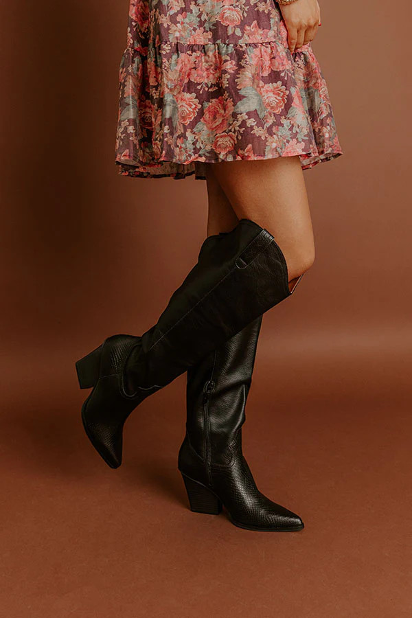 The Barcelona Faux Leather Knee High Boot in Black | Impressions Online Boutique