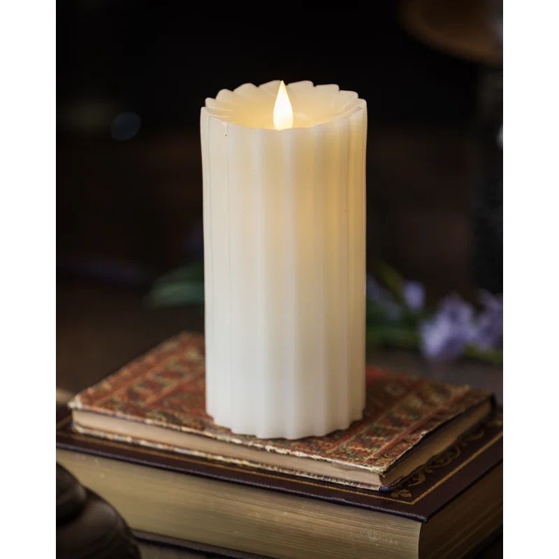 Sutton Real Wax Flickering Flameless Battery Powered LED Pillar Candle | Wayfair North America