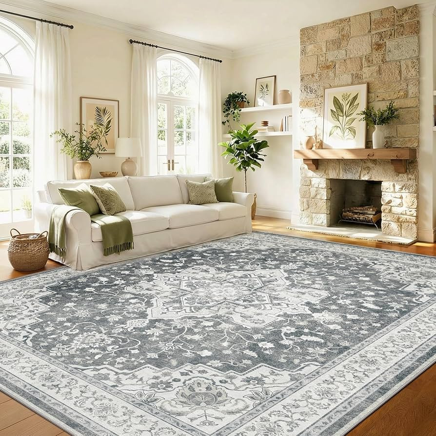 Marsail 8x10 Machine Washable Area Rug,Soft&Slip-Resistant Large Area Rug with Reinforced Bound E... | Amazon (US)