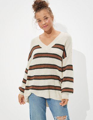 AE Oversized Dreamspun V-Neck Sweater | American Eagle Outfitters (US & CA)