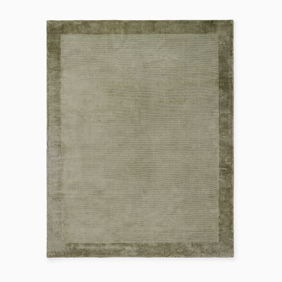 Tencel Frame Rug, Dark Olive, 3'x5' | West Elm (US)