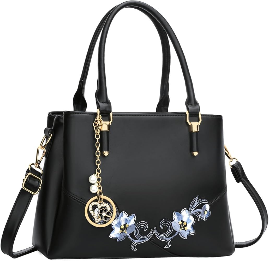 KKXIU 3 Zippered Compartments Purses and Handbags for Women Top Handle Satchel Shoulder Ladies Ba... | Amazon (US)