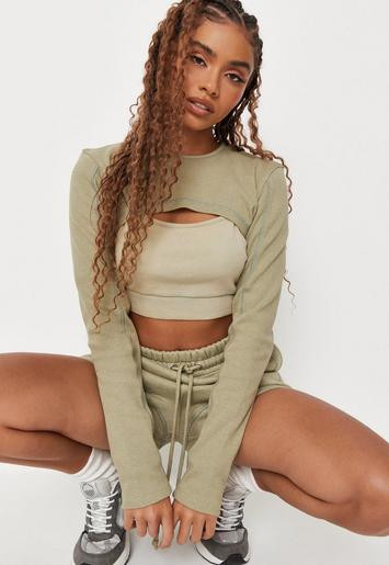 Missguided - Tall Sage Extreme Cropped Long Sleeve Arm Warmer | Missguided (US & CA)