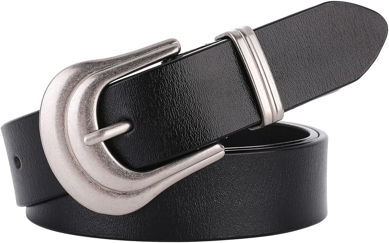 ALAIX Women's Belt Western Belts Silver Gold Buckle Black Leather Belt Pants Jeans Belts for Wome... | Amazon (US)