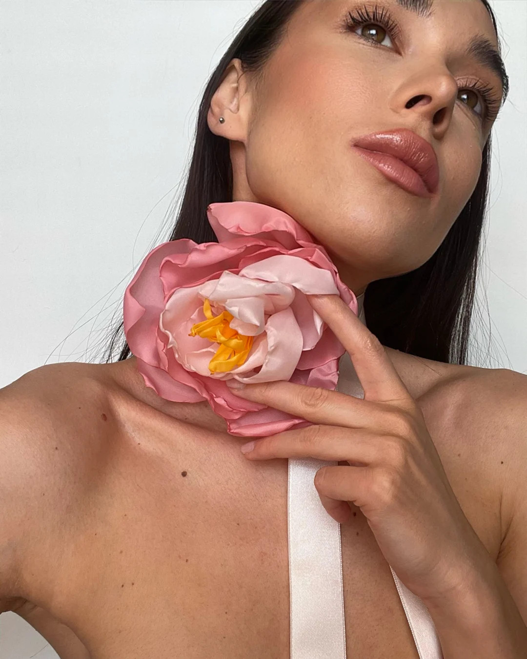 Pink Flower Choker Necklace, Rose Choker Necklace, Floral Choker Necklace, Large Flower Choker, G... | Etsy (US)