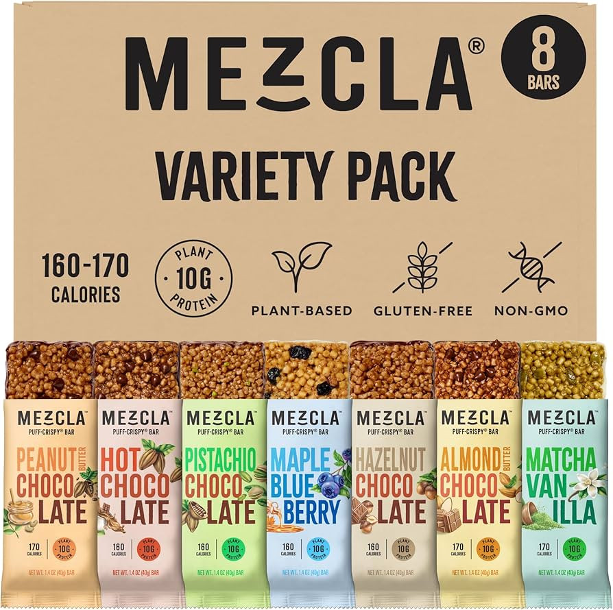 Mezcla Puff-Crispy Plant Based Protein Bars - Variety Pack - Healthy Snacks for Adults & Kids - G... | Amazon (US)