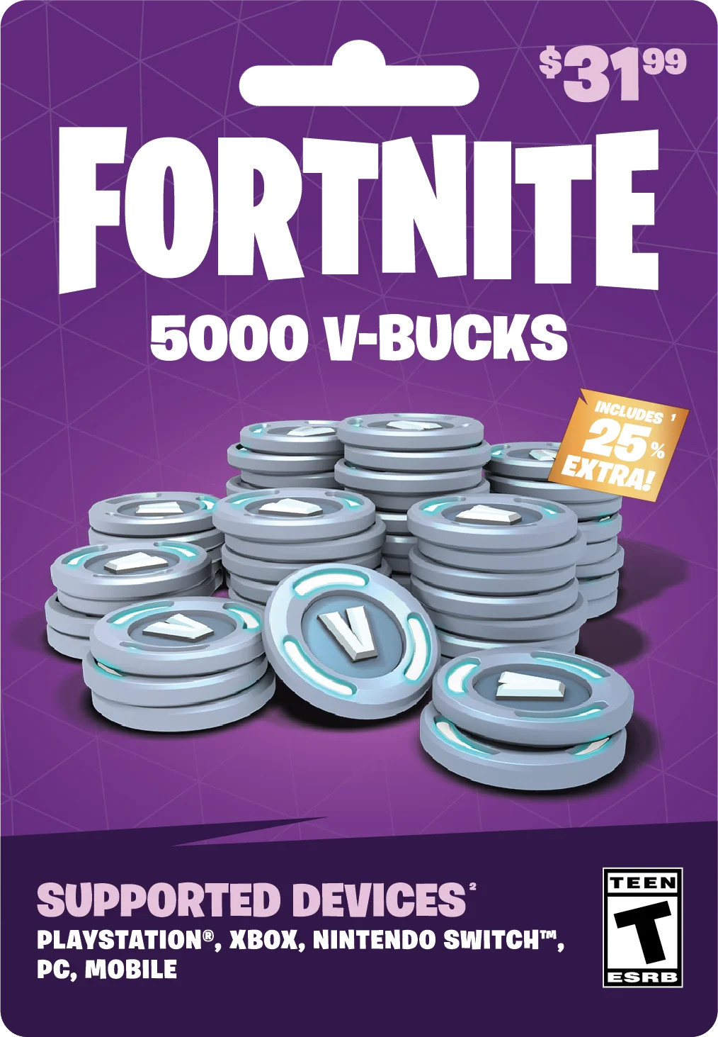 Fortnite 5,000 V-Bucks, $31.99 Physical Card, Gearbox | Walmart (US)