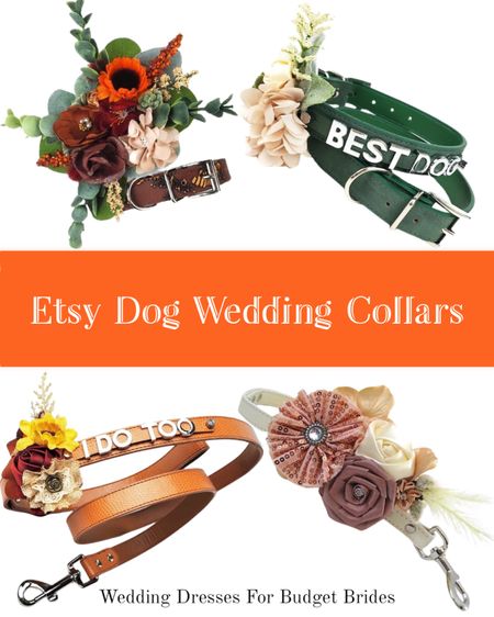 Dress up your pup on your wedding day with these pretty floral wedding collars on Etsy.

Etsy wedding. Family photos. Best dog. Dog of honor. Dogs in weddings. Dog clothes. 

#LTKwedding #LTKstyletip #LTKfamily