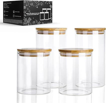 Storage Glass Jars with Lids, Set of 4, 4 Liters, in 2 Sizes: 800 ml, 1200 ml, Kitchen Airtight S... | Amazon (UK)