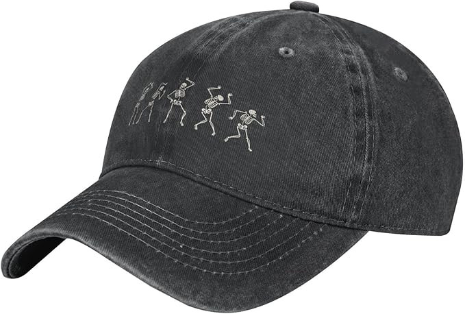 Dancing Skeletons Funny Distressed Adjustable Washed Denim Mens Dad Trucker Hat Baseball Ball Cap... | Amazon (US)