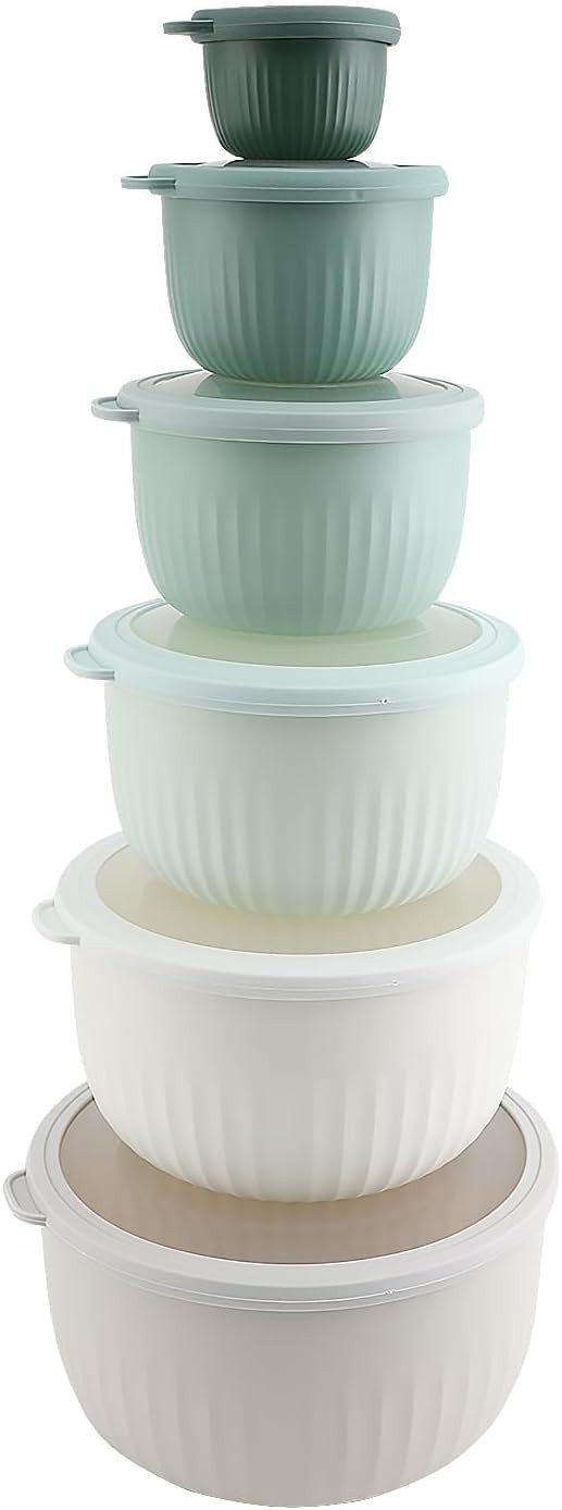 COOK WITH COLOR Prep Bowls with Lids- Wide and Deep Nesting Plastic Small Mixing Bowl Set with Li... | Amazon (US)