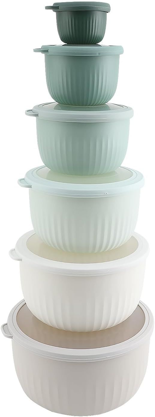 COOK WITH COLOR Prep Bowls with Lids- Deep Mixing Bowls Nesting Plastic Small Mixing Bowl Set wit... | Amazon (US)