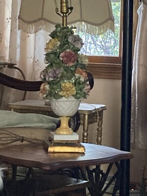 Vintage Italian Porcelain Flower  Lamp 24\u201d Carnations Unusual Topiary | eBay | eBay US