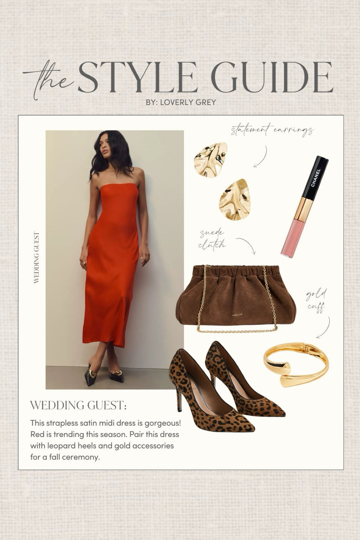 Wedding guest outfit idea. I am loving red this season. Pair this slip dress with leopard accessories for a fall ceremony look. Loverly Grey, wedding guest 

#LTKSeasonal #LTKStyleTip #LTKWedding
