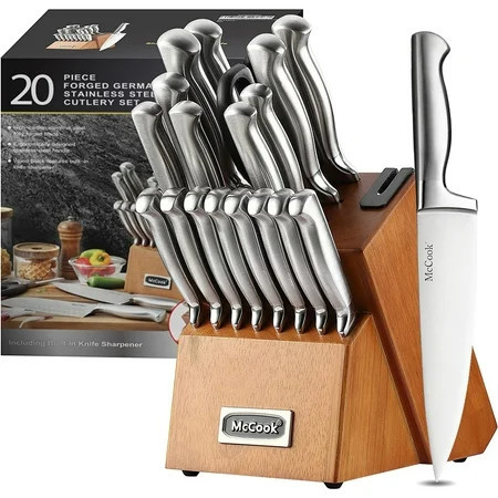 McCook Knife Sets, German Stainless Steel Kitchen Knife Block Sets with Built-in Sharpener | Walmart (US)