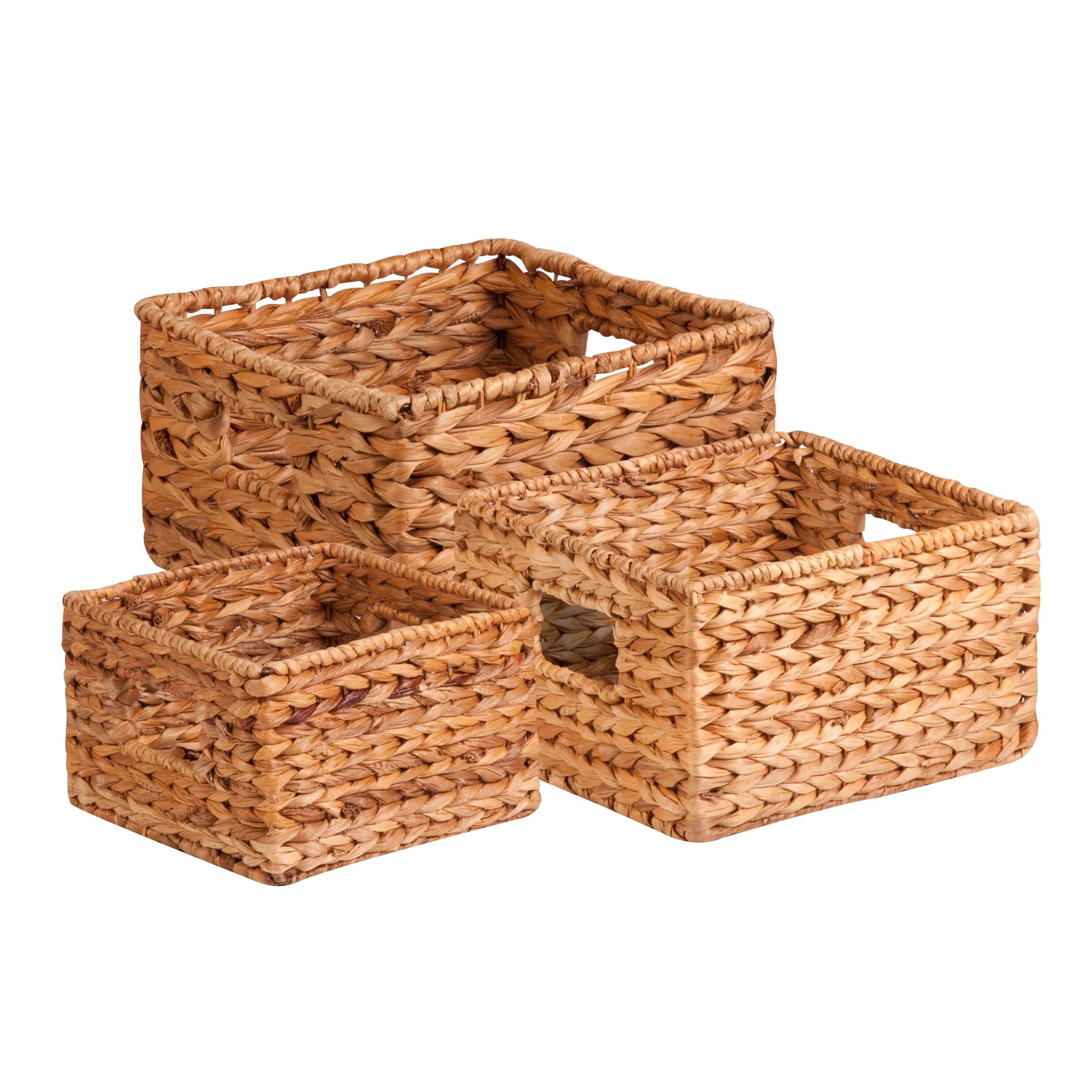 Honey Can Do Three Water Hyacinth Woven Nesting Storage Baskets with Handles - Walmart.com | Walmart (US)