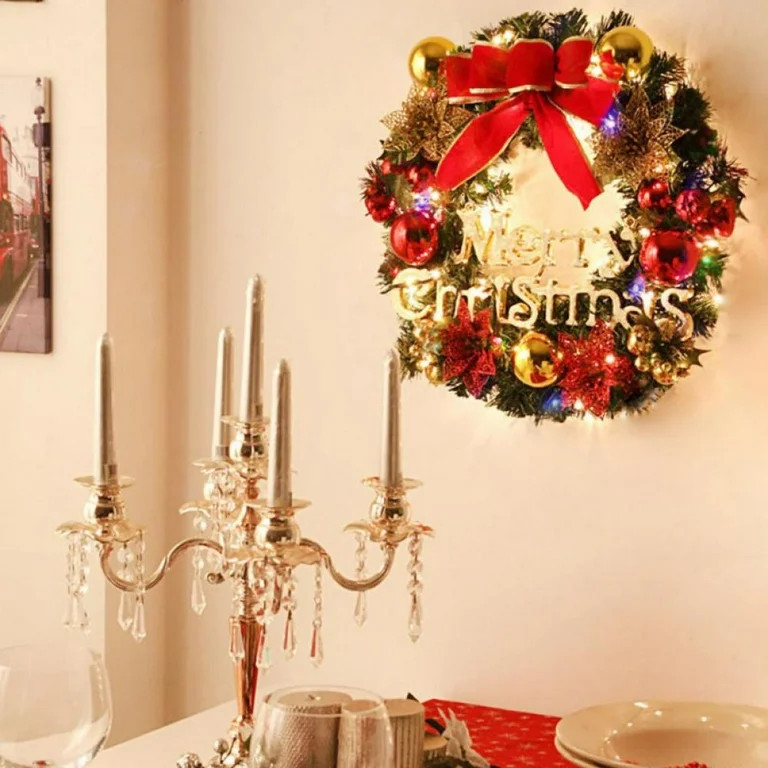 Christmas Wreath Merry Christmas Front Door Ornament Wall Artificial Pine Garland Outdoor Christm... | Walmart (US)