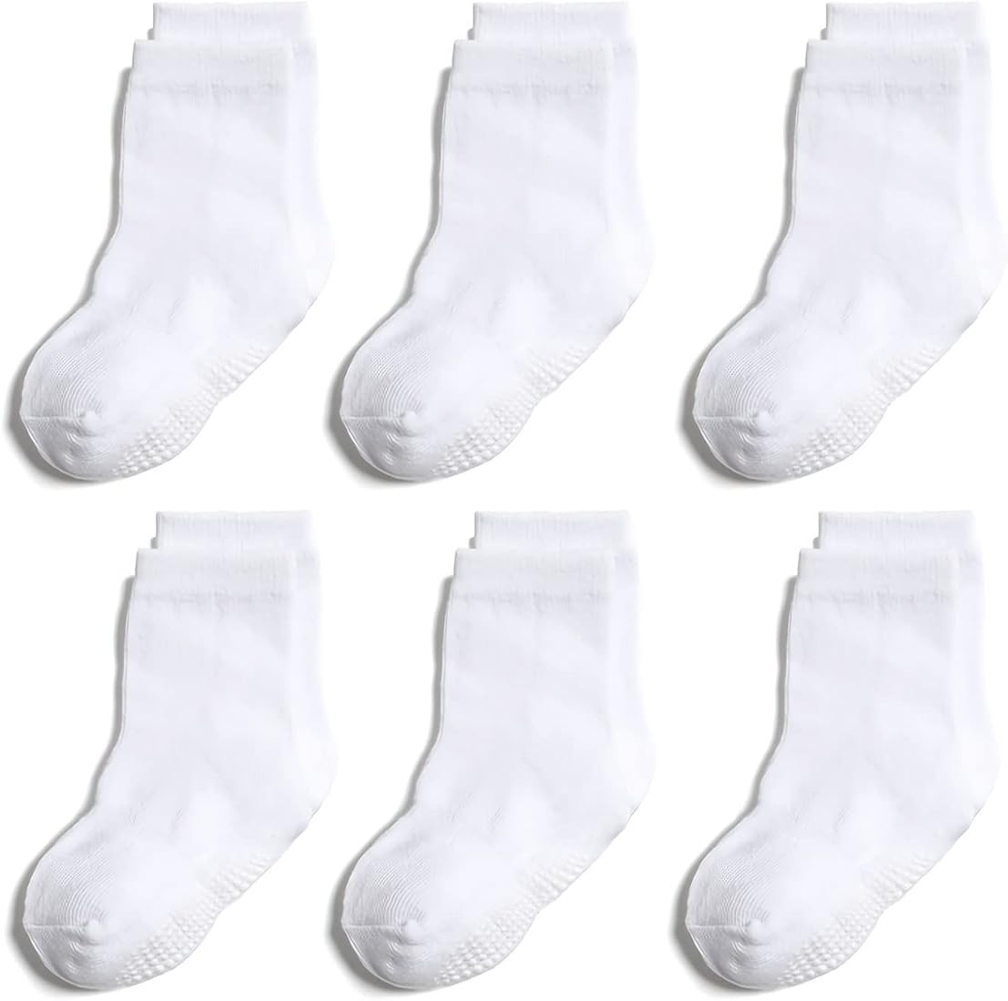 6 Pairs Non Slip Cozy Warm Crew Socks with Grips for Baby Infant Toddler Kids Boys Girls | Amazon (US)