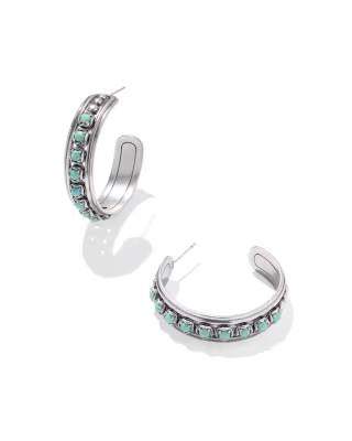 Ida Vintage Silver Hoop Earrings in Sea Green Chrysocolla | Kendra Scott