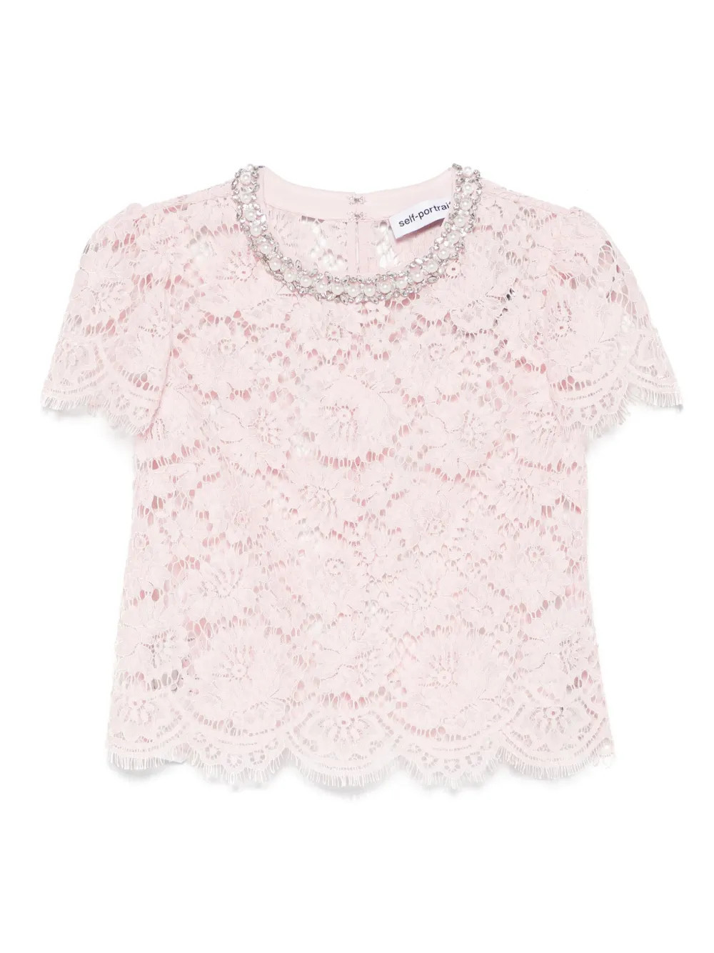 Self-Portrait lace top - Pink | Farfetch Global