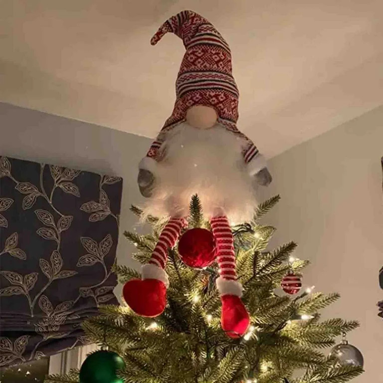 Christmas Tree Topper - Gnome Tree Topper with a Star, Hand-Made Countryside Christmas Decoration... | Walmart (US)