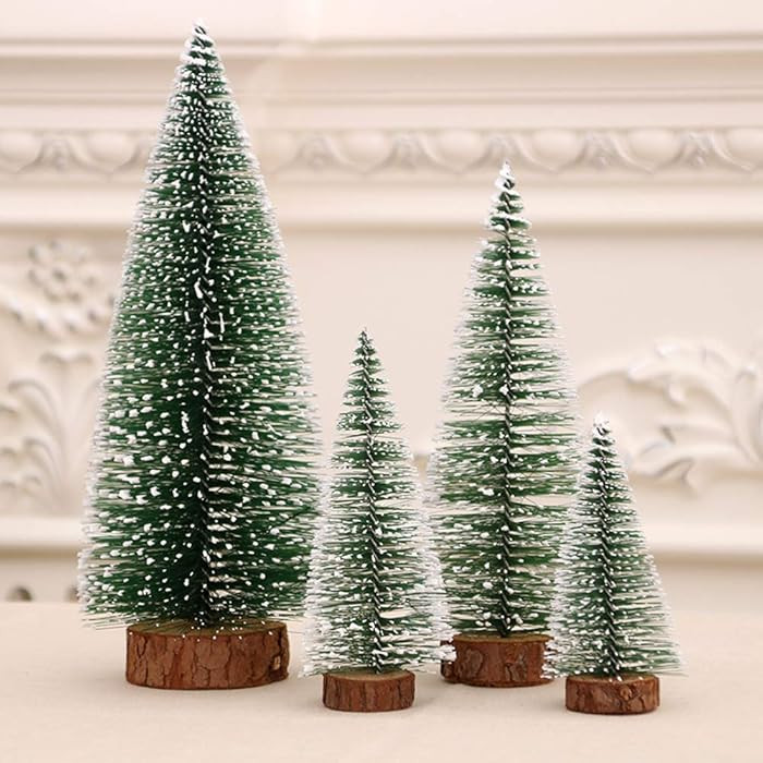 Mini Christmas Tree Snow Frost Sisal Trees Desktop Mini Pine Tree Bottle Brush Trees for Christma... | Amazon (US)