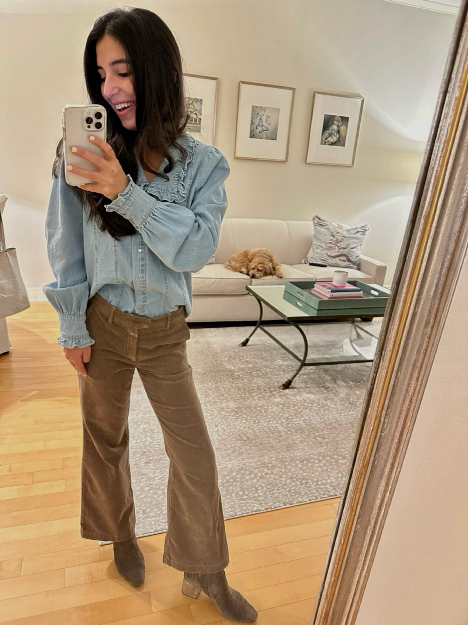 Loving these velvet pants with a denim top this season 🤍 🤎 

#LTKSeasonal #LTKworkwear