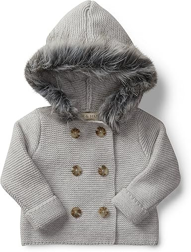 Hope & Henry Layette Baby Long Sleeve Button Front Hooded Sweater | Amazon (US)