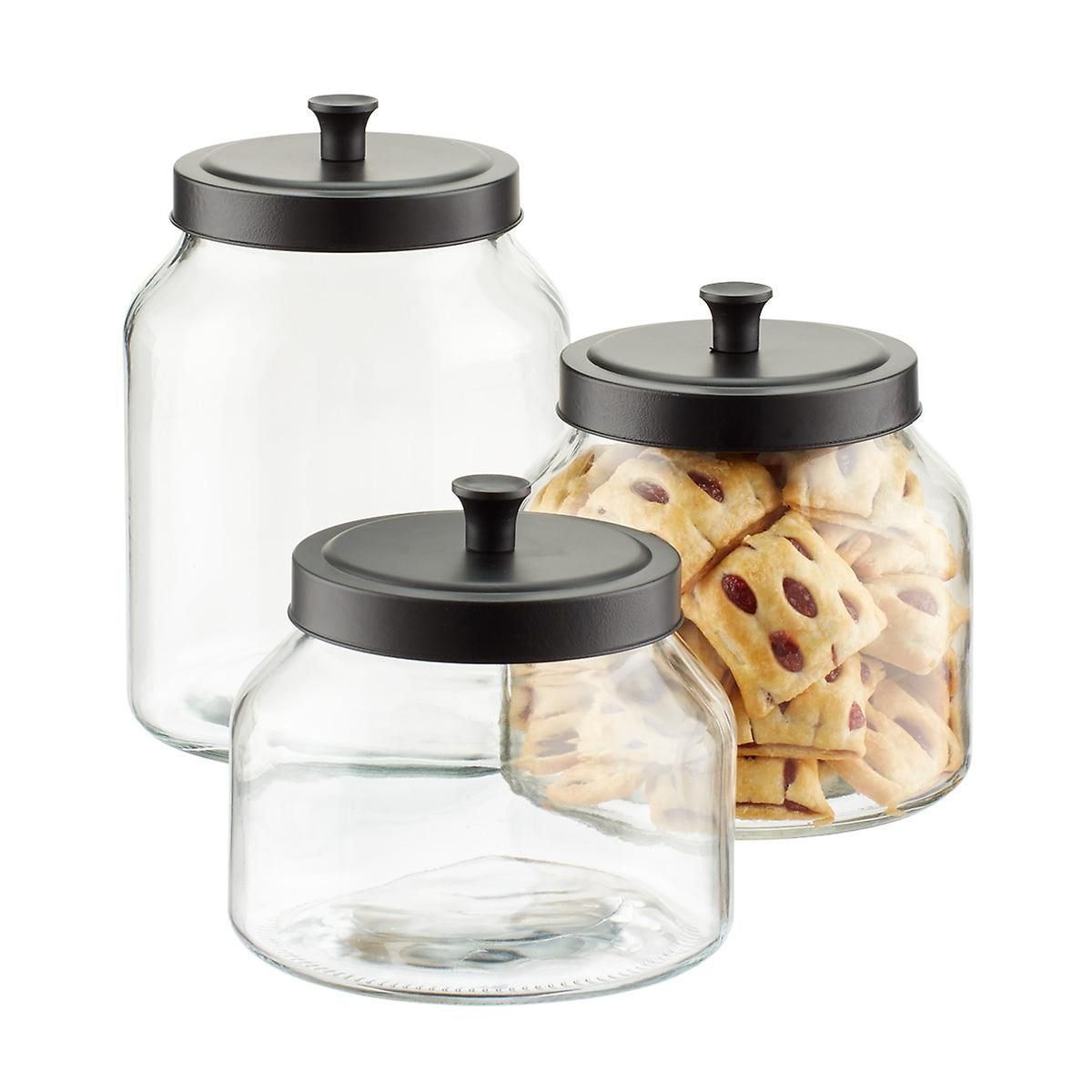 1.6 qt. Glass Canister Black Matte Lid | The Container Store