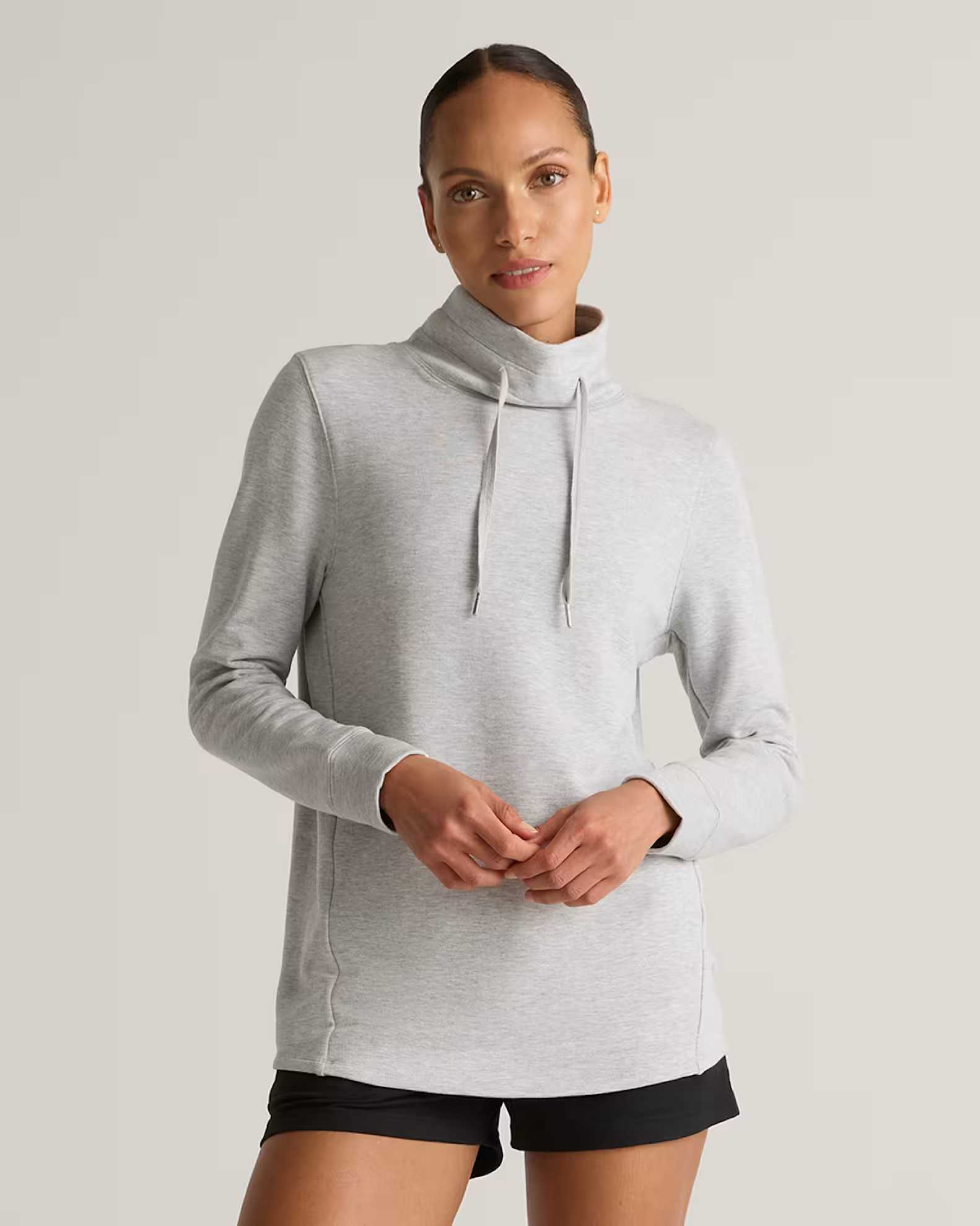 SuperSoft Fleece Mock Neck Pullover in Heather Grey | Quince